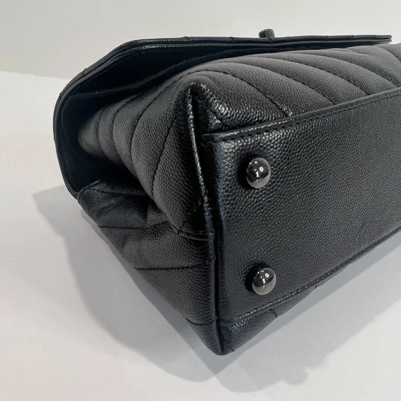 Chanel Black Chevron Coco Handle w Black Hardware - Picture 6 of 17